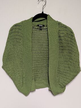 Apt. 9 Olive Open-Weave Cropped Cardigan